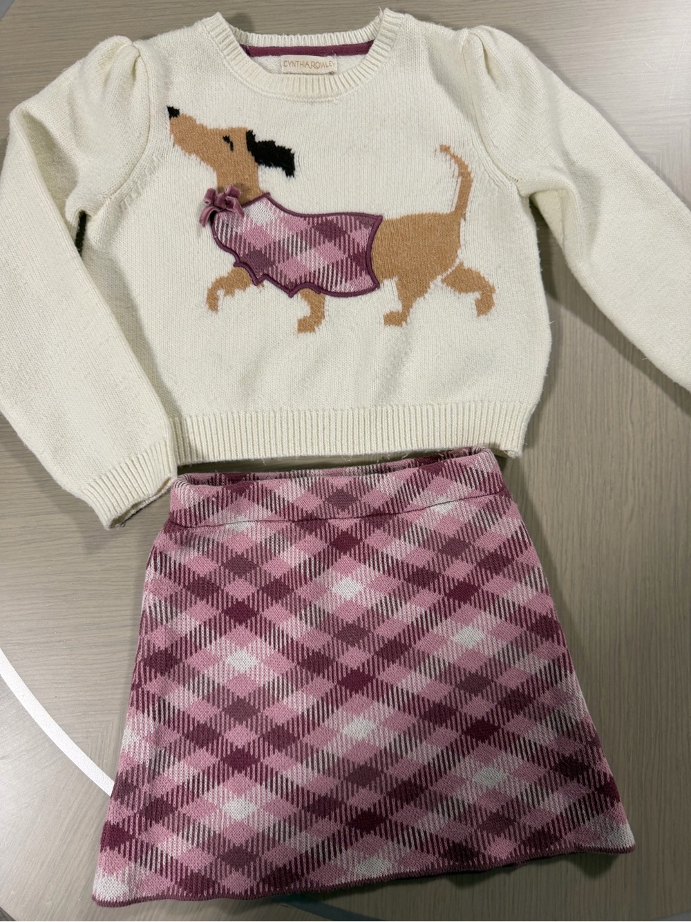 Cynthia Rowley Cream Sweater with Berry Trim